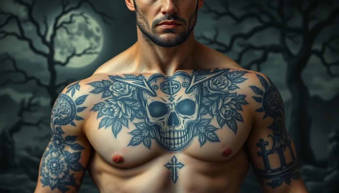 50 Bold Half Chest Tattoo Ideas for Men: Designs That Make a Statement 13