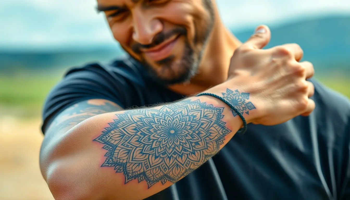 Mandala Tattoo Sleeve for Men: Sacred Geometry Designs & Placement Guide 14 Mandala Tattoo Sleeve for Men: Sacred Geometry Designs & Placement Guide 13