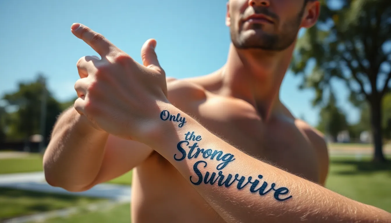 Only the Strong Survive Tattoo for Men: Design Ideas, Placement & Meaning Guide 14 Only the Strong Survive Tattoo for Men: Design Ideas, Placement & Meaning Guide 13