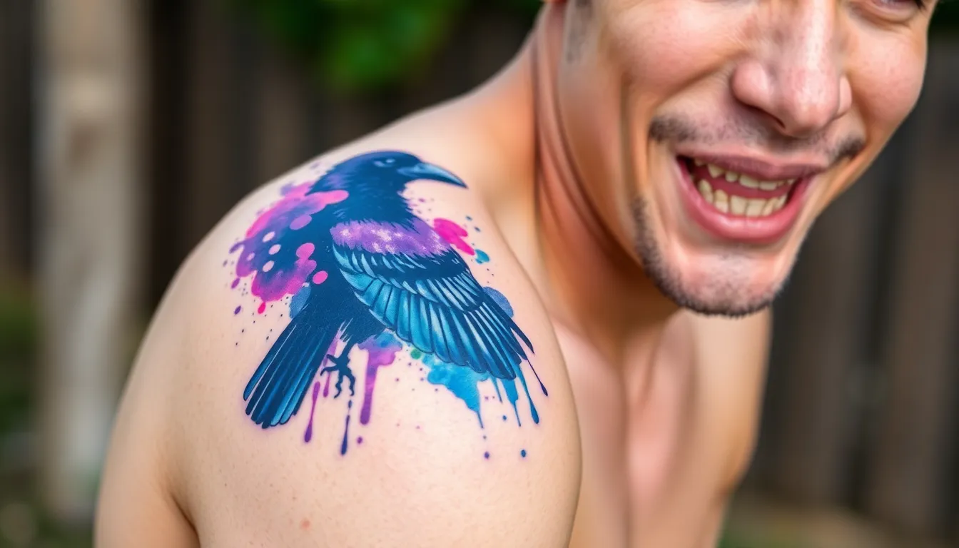 50+ Striking Raven Tattoo Ideas for Men: From Norse to Minimalist Designs 14 50+ Striking Raven Tattoo Ideas for Men: From Norse to Minimalist Designs 13