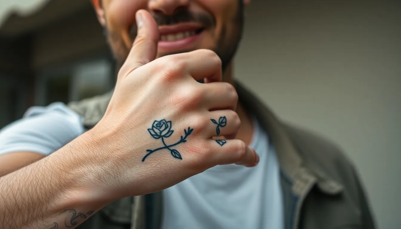 50+ Bold Rose Tattoo Designs for Men's Hands: Complete Style Guide 2025 14 50+ Bold Rose Tattoo Designs for Men's Hands: Complete Style Guide 2025 13