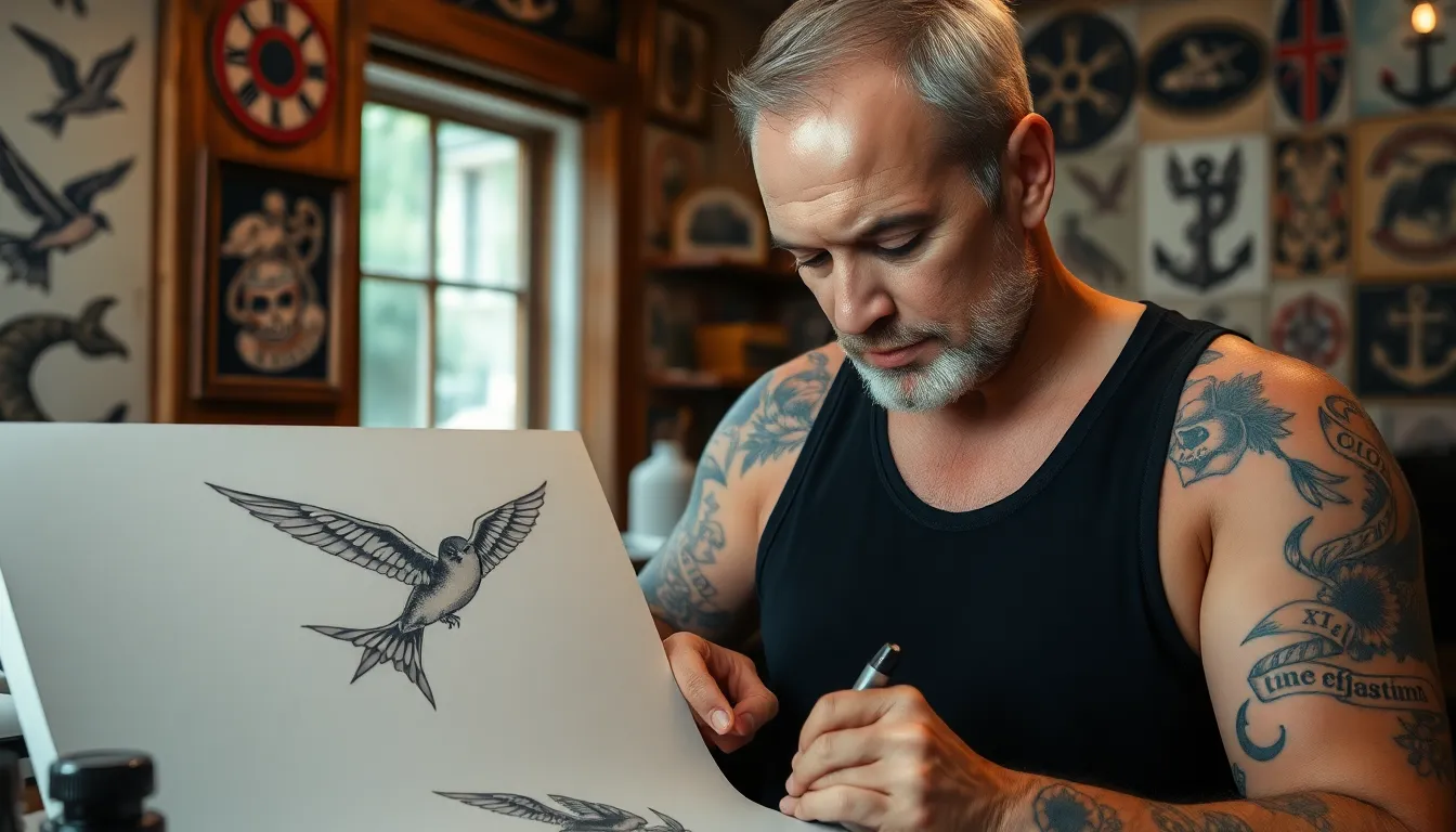 50+ Swallow Tattoo Designs for Men: Meanings, Styles & Placement Ideas 14 50+ Swallow Tattoo Designs for Men: Meanings, Styles & Placement Ideas 13