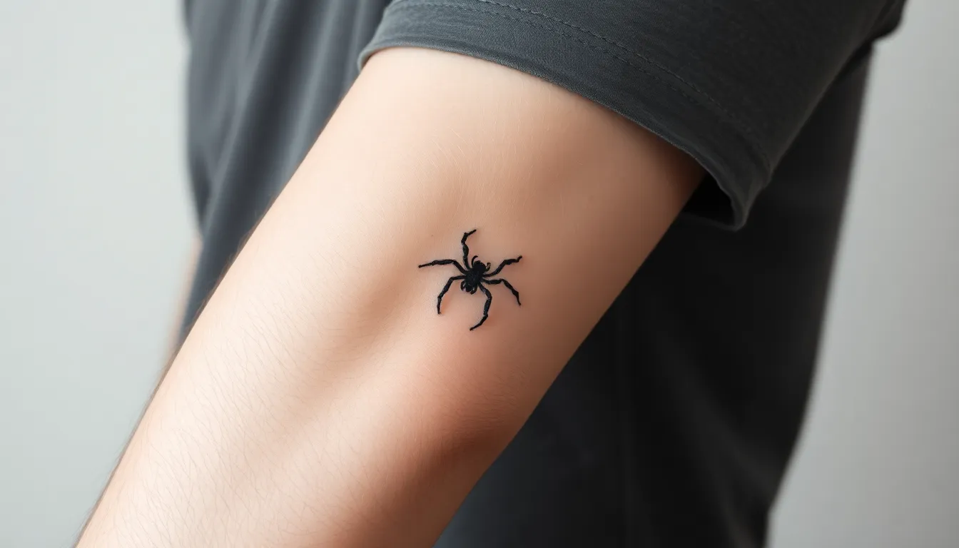 50 Bold Spider Tattoo Ideas for Men: From Black Widows to Geometric Designs 14 50 Bold Spider Tattoo Ideas for Men: From Black Widows to Geometric Designs 13