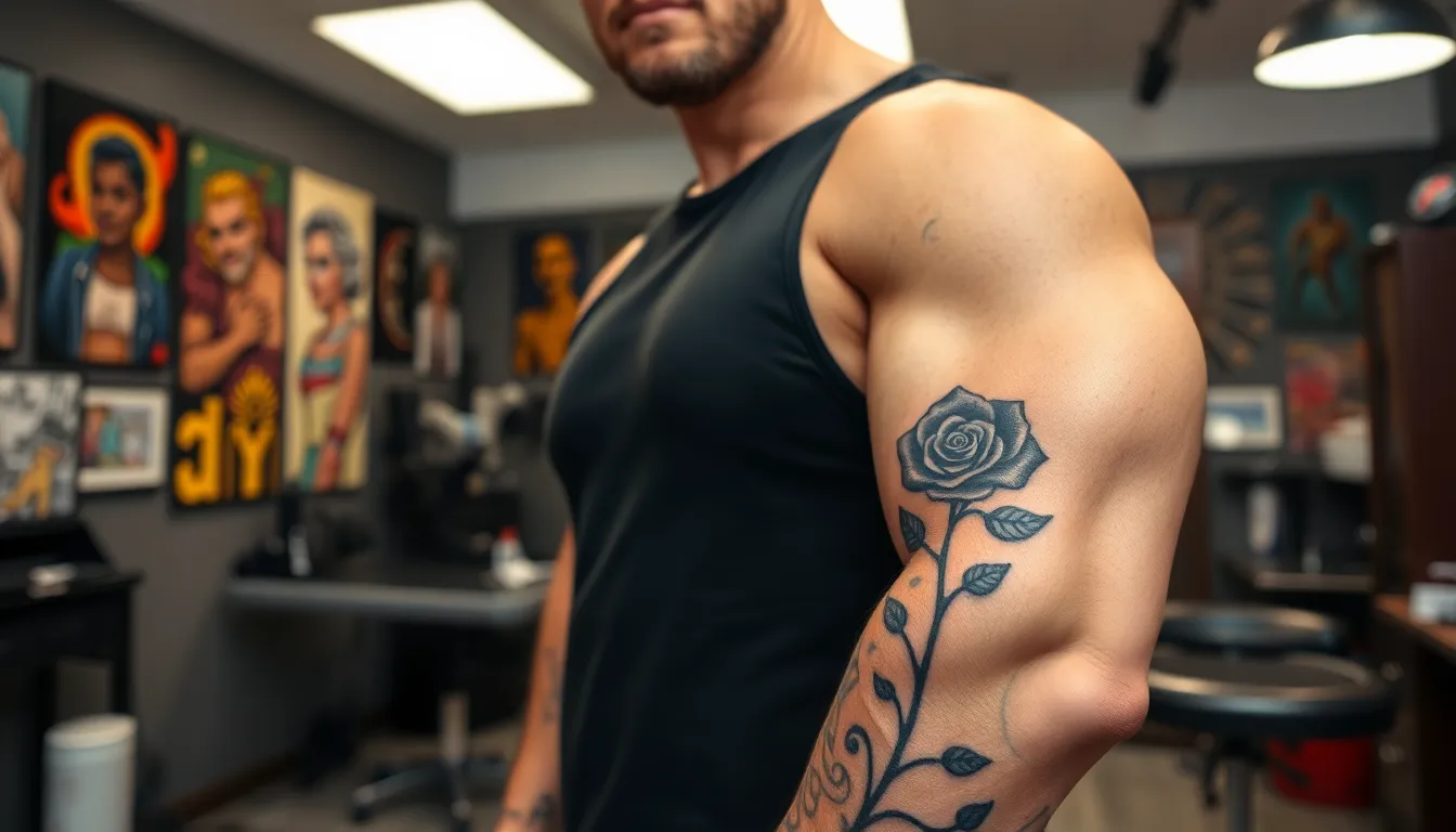 Black Rose Tattoo for Men: Bold Designs, Meanings & Complete Guide 2025 16 Black Rose Tattoo for Men: Bold Designs, Meanings & Complete Guide 2025 15