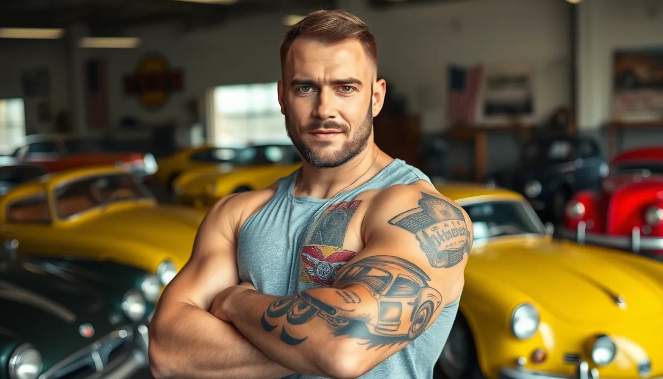 50+ Epic Car Tattoo Ideas for Men: From Muscle Cars to Racing Designs 16 50+ Epic Car Tattoo Ideas for Men: From Muscle Cars to Racing Designs 15