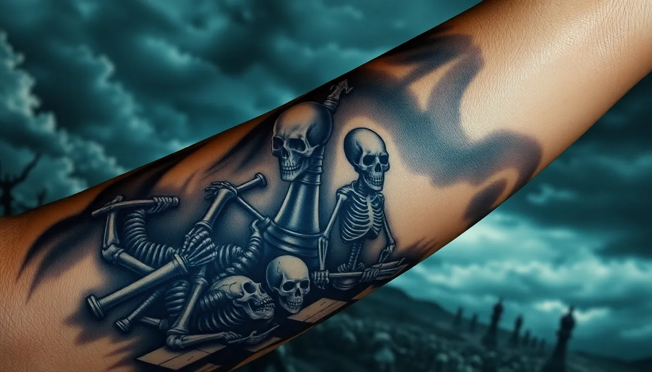25 Epic Chess Tattoo Ideas for Men: From Kings to Checkmate Designs 16 25 Epic Chess Tattoo Ideas for Men: From Kings to Checkmate Designs 15