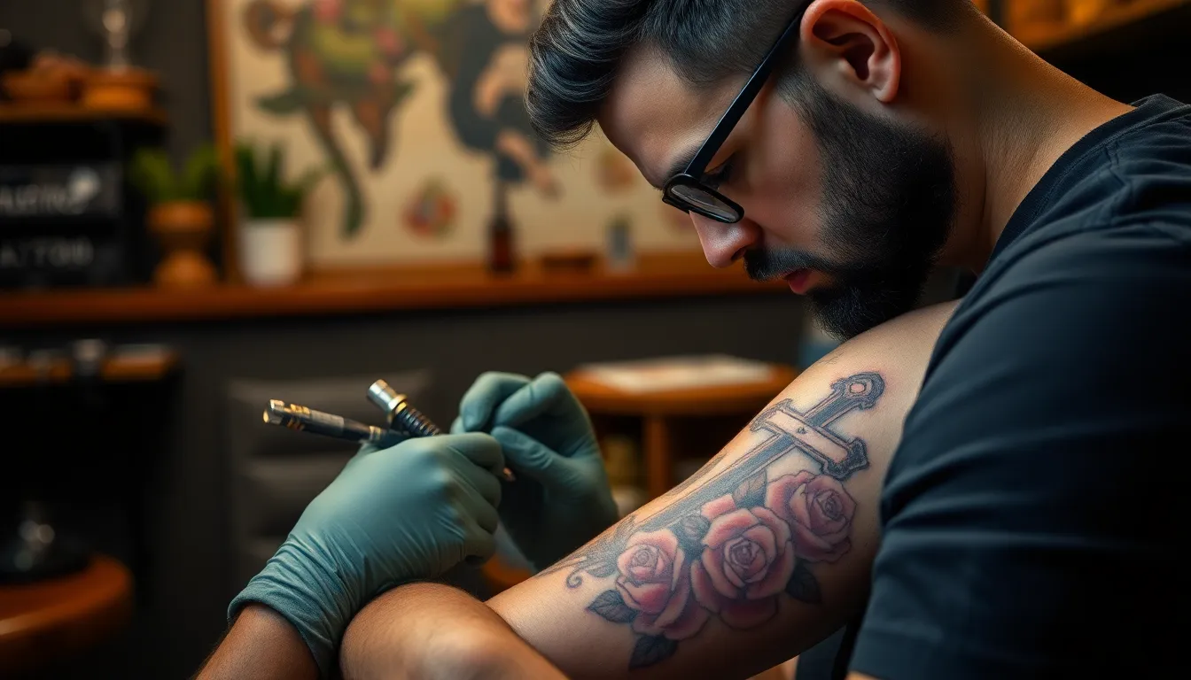 Cross and Roses Tattoo for Men: 30+ Designs, Meanings & Placement Ideas 16 Cross and Roses Tattoo for Men: 30+ Designs, Meanings & Placement Ideas 15