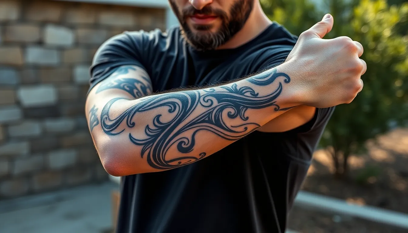 50+ Epic Fill In Tattoo Ideas for Men's Sleeves That Actually Work 16 50+ Epic Fill In Tattoo Ideas for Men's Sleeves That Actually Work 15