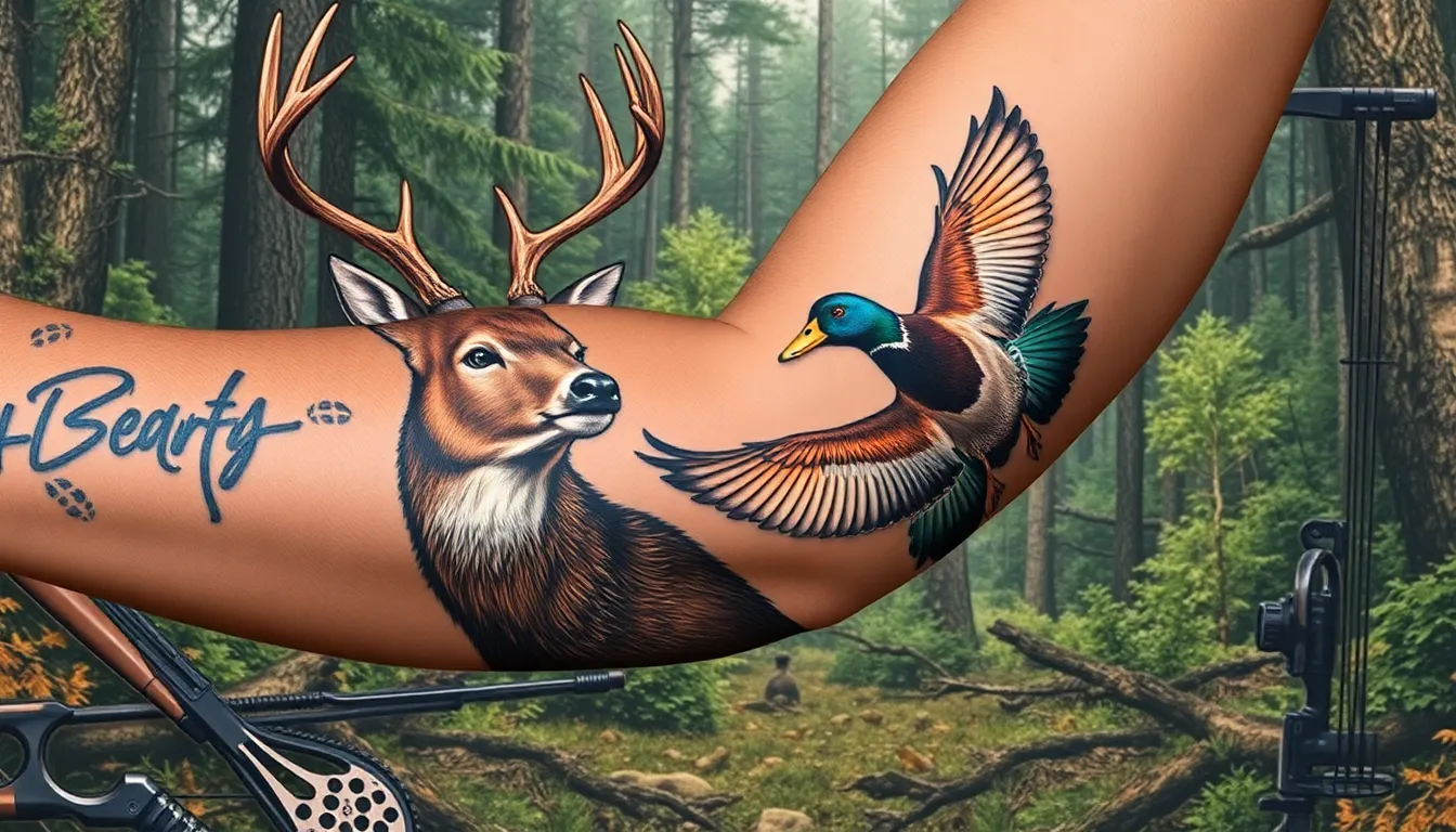 50+ Hunting Sleeve Tattoo Ideas for Men: Wildlife, Bow & Big Game Designs 15