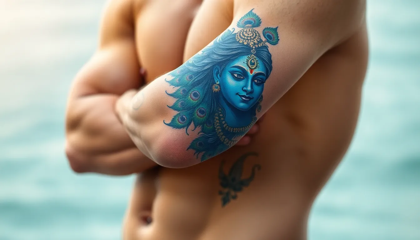 50+ Powerful Krishna Tattoo Designs for Men: Spiritual Ink Ideas & Meanings 16 50+ Powerful Krishna Tattoo Designs for Men: Spiritual Ink Ideas & Meanings 15