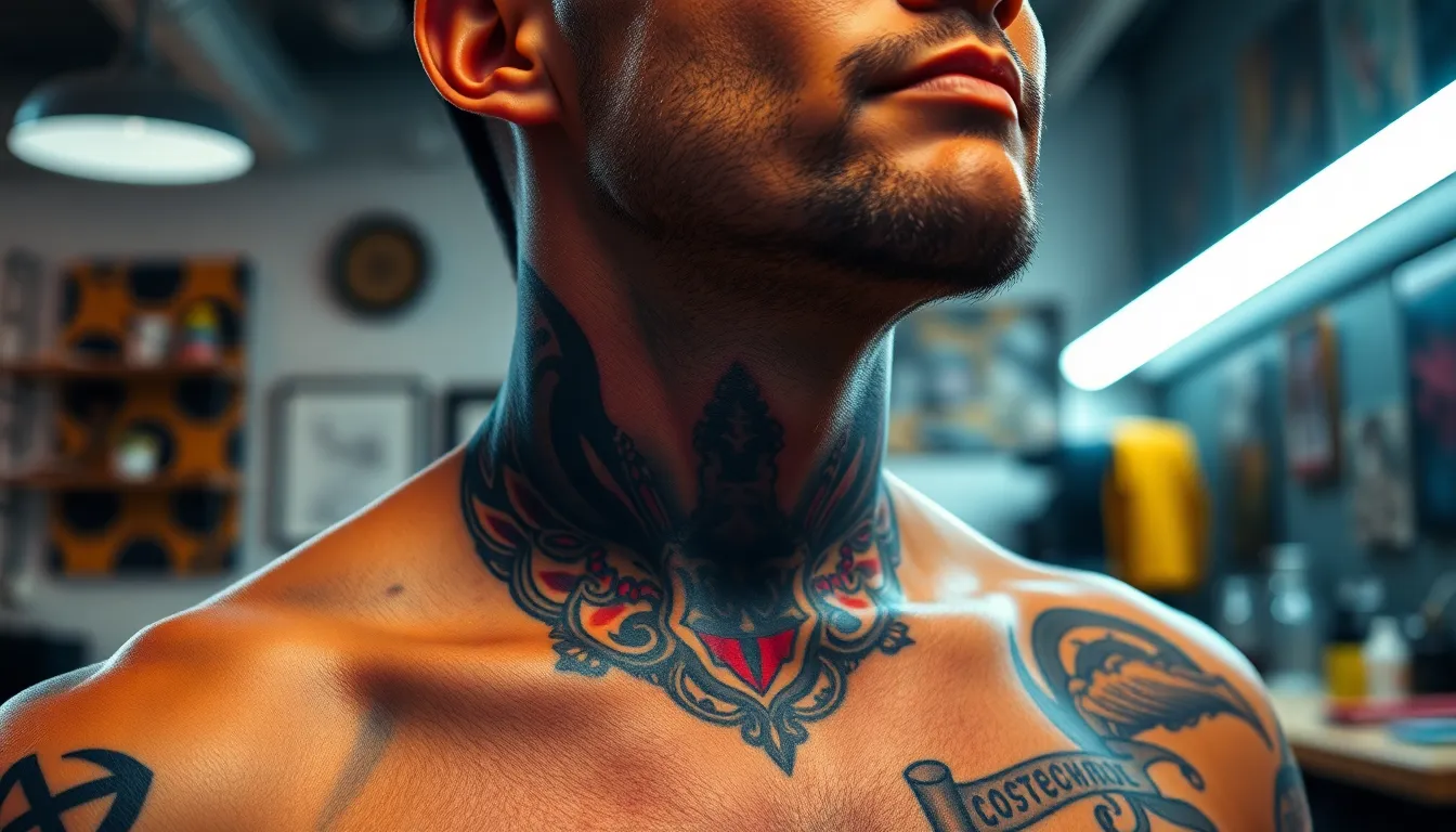 Lower Neck Tattoo Ideas for Men: Bold Designs, Pain Tips & Professional Guide 16 Lower Neck Tattoo Ideas for Men: Bold Designs, Pain Tips & Professional Guide 15