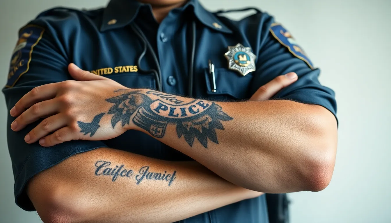 25 Powerful Police Tattoo Ideas for Men: Badges, Thin Blue Line & Memorial Designs 16 25 Powerful Police Tattoo Ideas for Men: Badges, Thin Blue Line & Memorial Designs 15