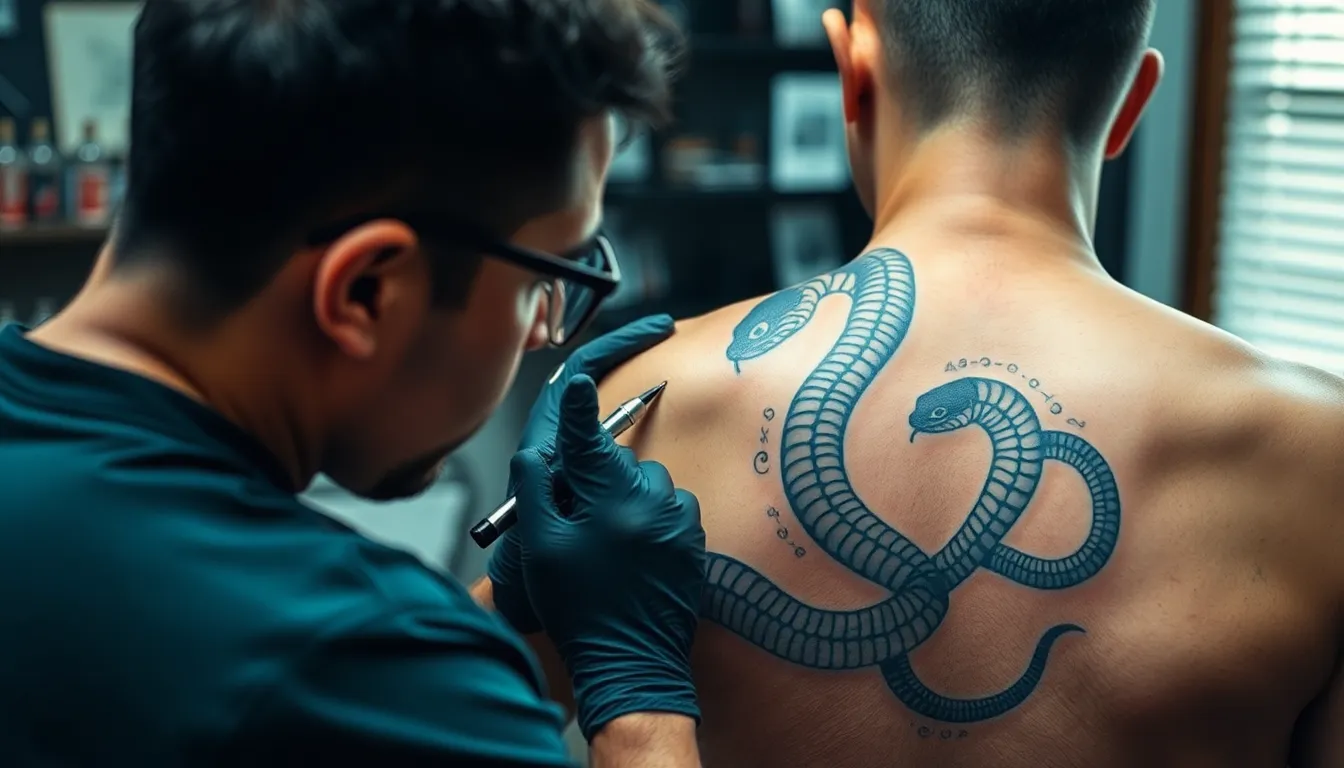50 Bold Snake Back Tattoo Ideas for Men: Designs, Costs & Pain Guide 16 50 Bold Snake Back Tattoo Ideas for Men: Designs, Costs & Pain Guide 15