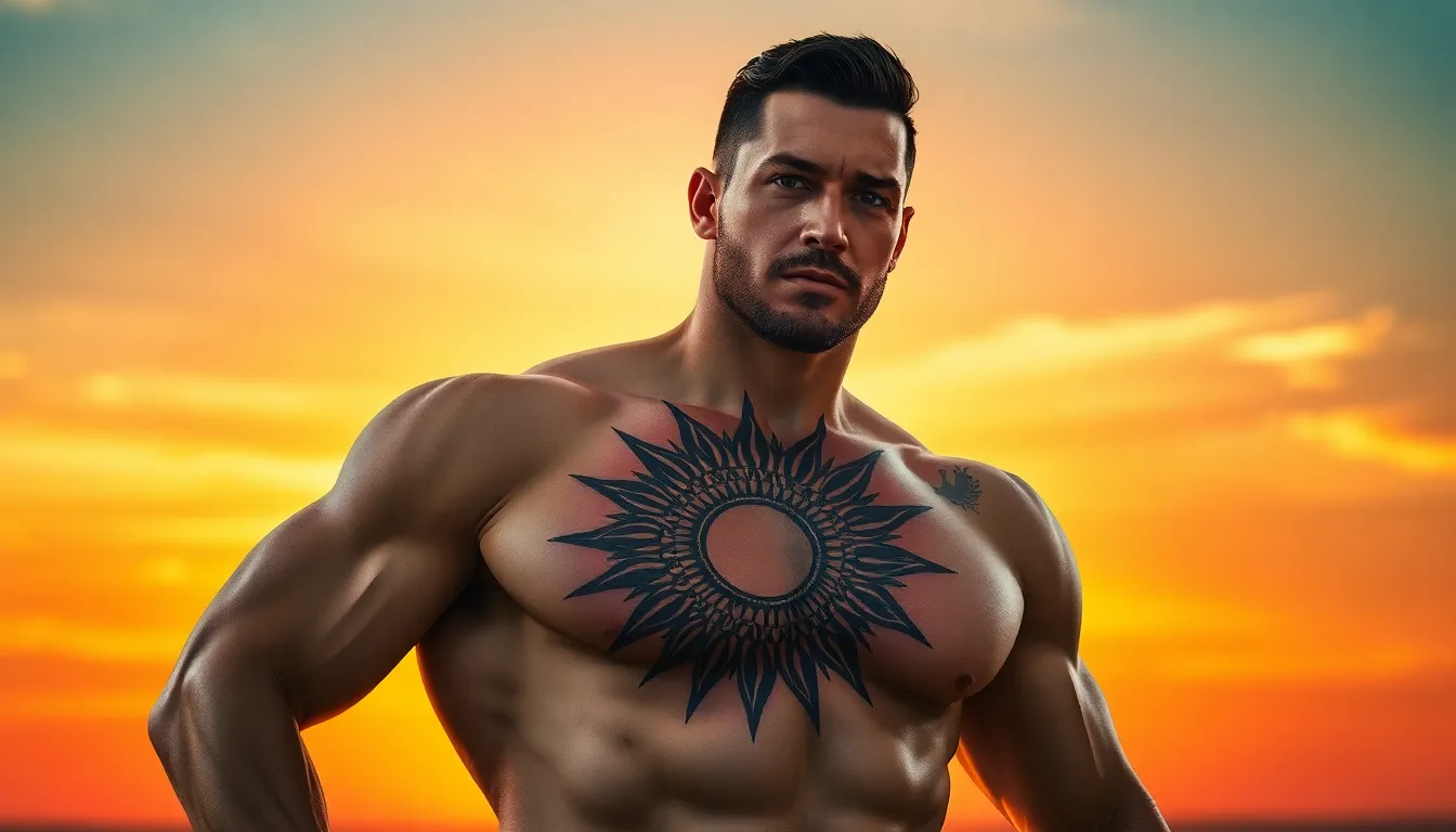 50 Powerful Sun Tattoo Designs for Men: From Tribal to Modern Styles (2025 Guide) 16 50 Powerful Sun Tattoo Designs for Men: From Tribal to Modern Styles (2025 Guide) 15