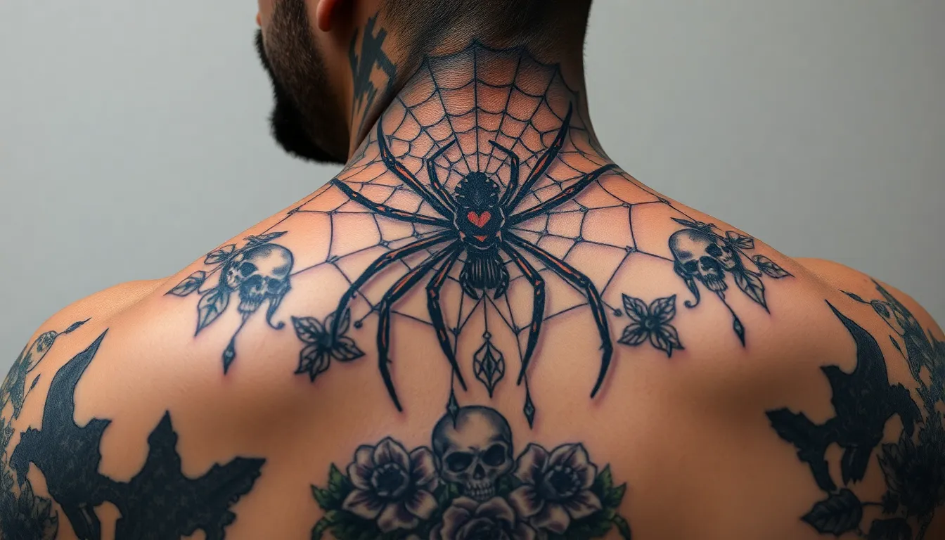 50 Bold Spider Tattoo Ideas for Men: From Black Widows to Geometric Designs 16 50 Bold Spider Tattoo Ideas for Men: From Black Widows to Geometric Designs 15
