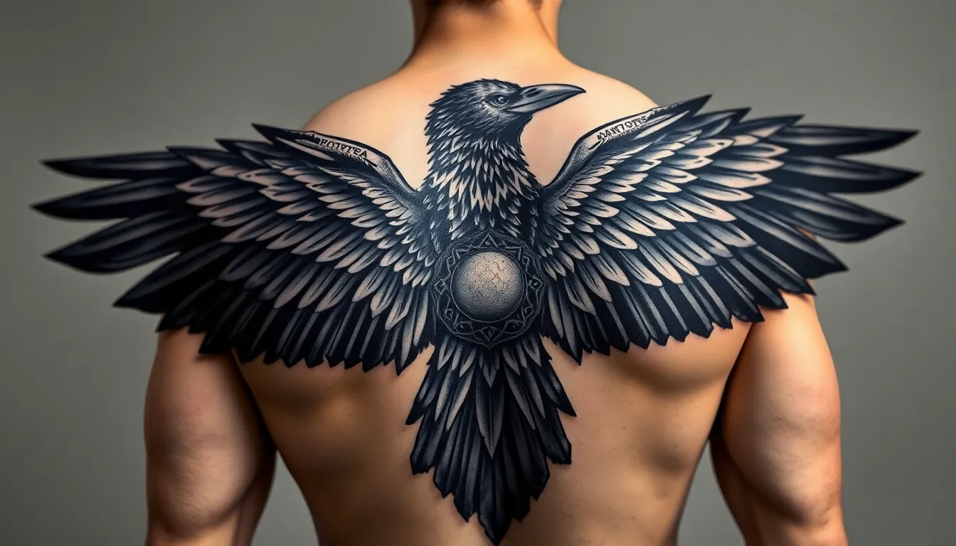 50+ Striking Raven Tattoo Ideas for Men: From Norse to Minimalist Designs 18 50+ Striking Raven Tattoo Ideas for Men: From Norse to Minimalist Designs 17