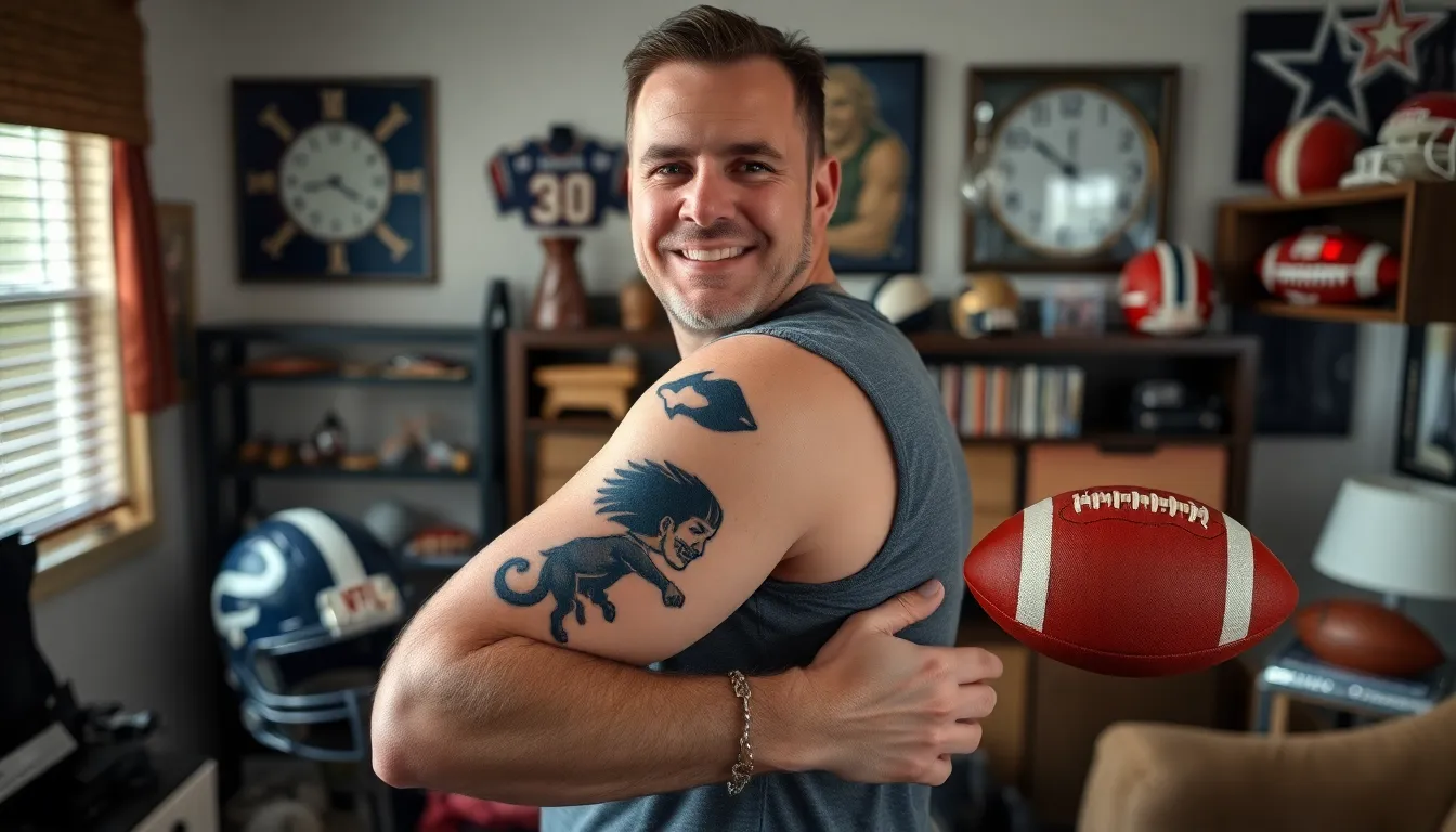 50+ Badass American Football Tattoo Ideas for Men Who Bleed Team Colors 2 50+ Badass American Football Tattoo Ideas for Men Who Bleed Team Colors 1