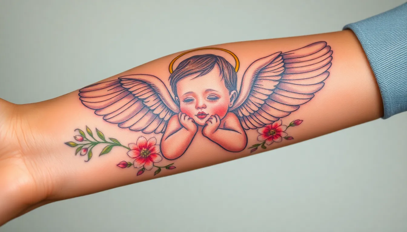 50+ Baby Angel Tattoo Ideas for Men: Meaningful Designs & Placement Guide 2 50+ Baby Angel Tattoo Ideas for Men: Meaningful Designs & Placement Guide 1