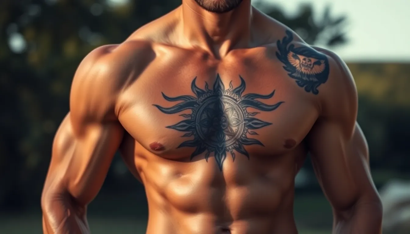 50 Bold Chest Tattoo Ideas for Men: Powerful Words That Make a Statement 2 50 Bold Chest Tattoo Ideas for Men: Powerful Words That Make a Statement 1