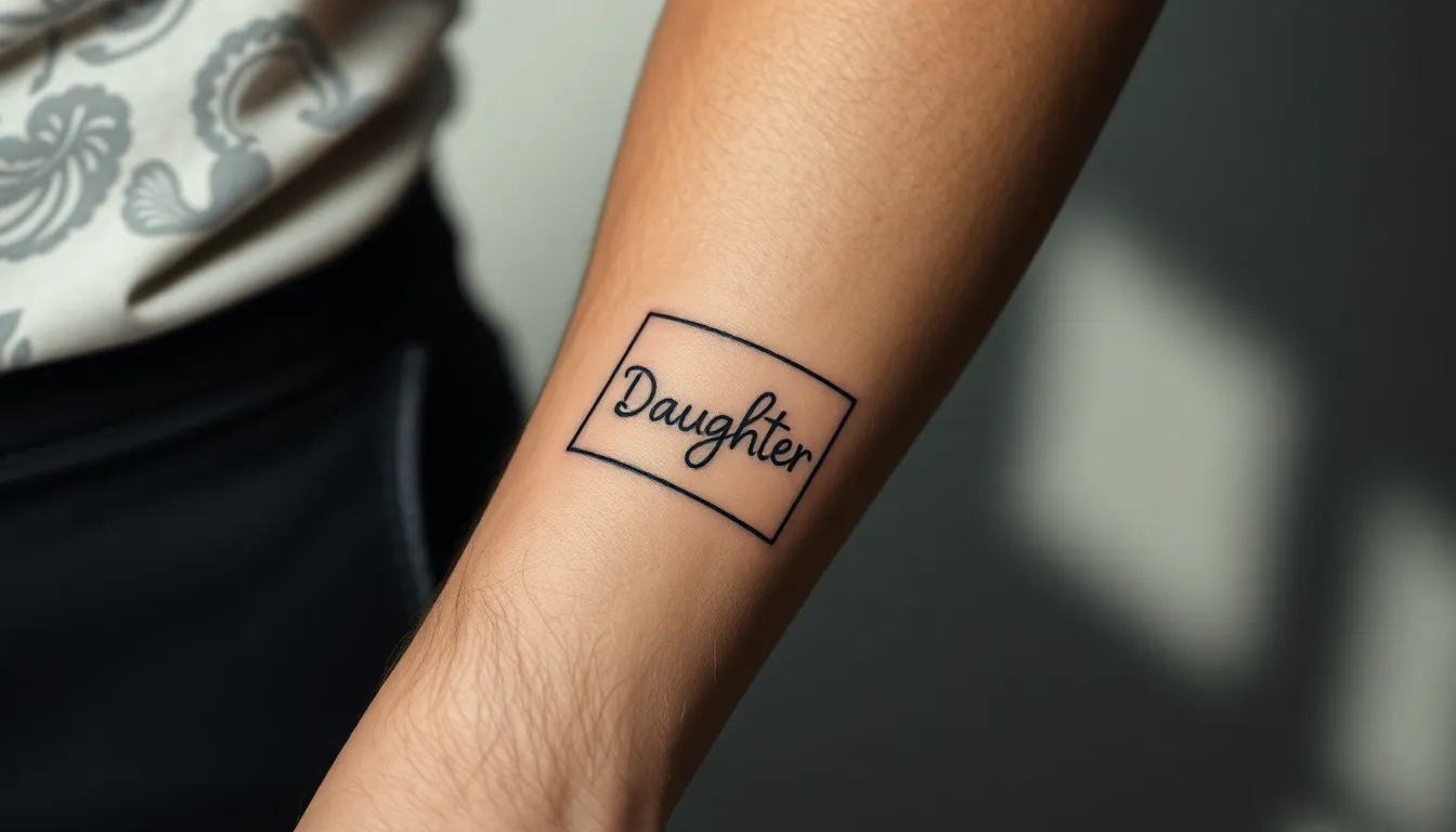 50+ Meaningful Daughter Name Tattoo Ideas for Men: From Script to Symbols 2 50+ Meaningful Daughter Name Tattoo Ideas for Men: From Script to Symbols 1