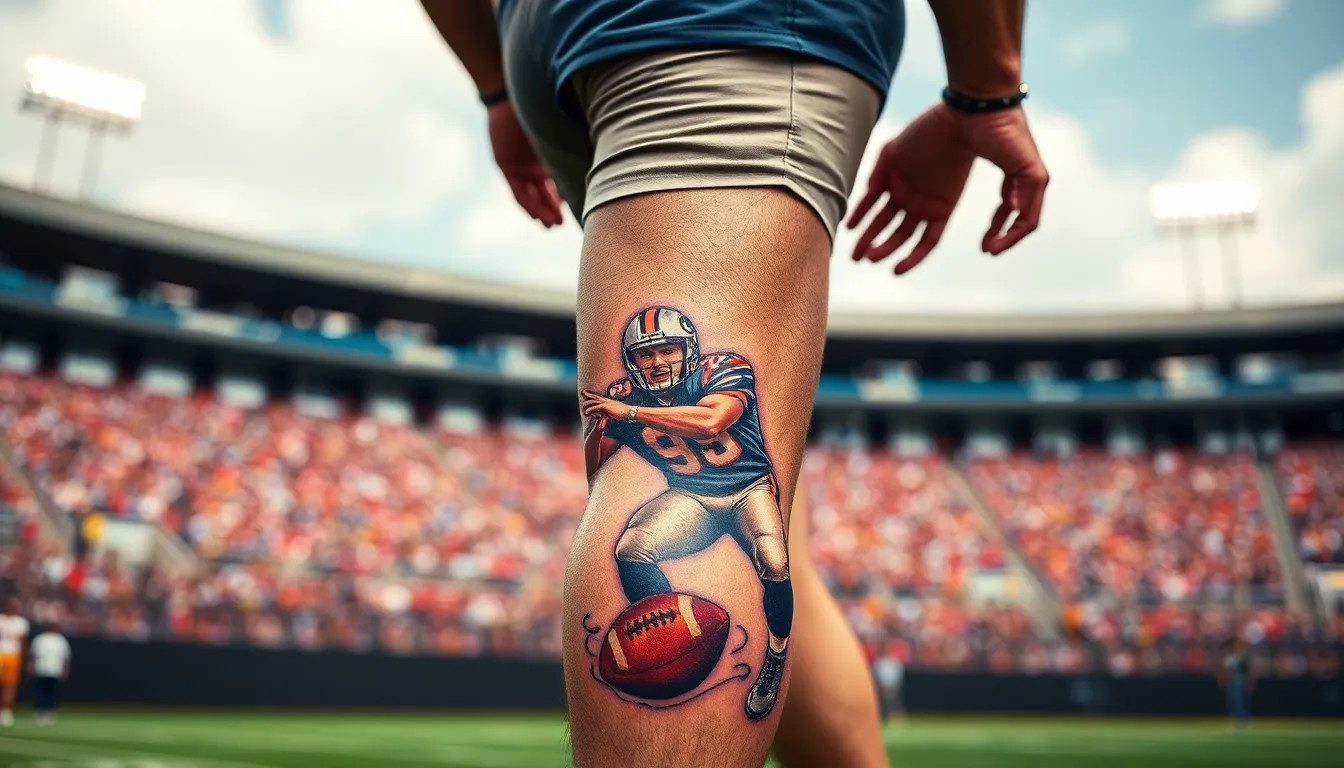 50+ Football Tattoo Ideas for Men's Legs: Team Logos, Players & Championship Designs 1