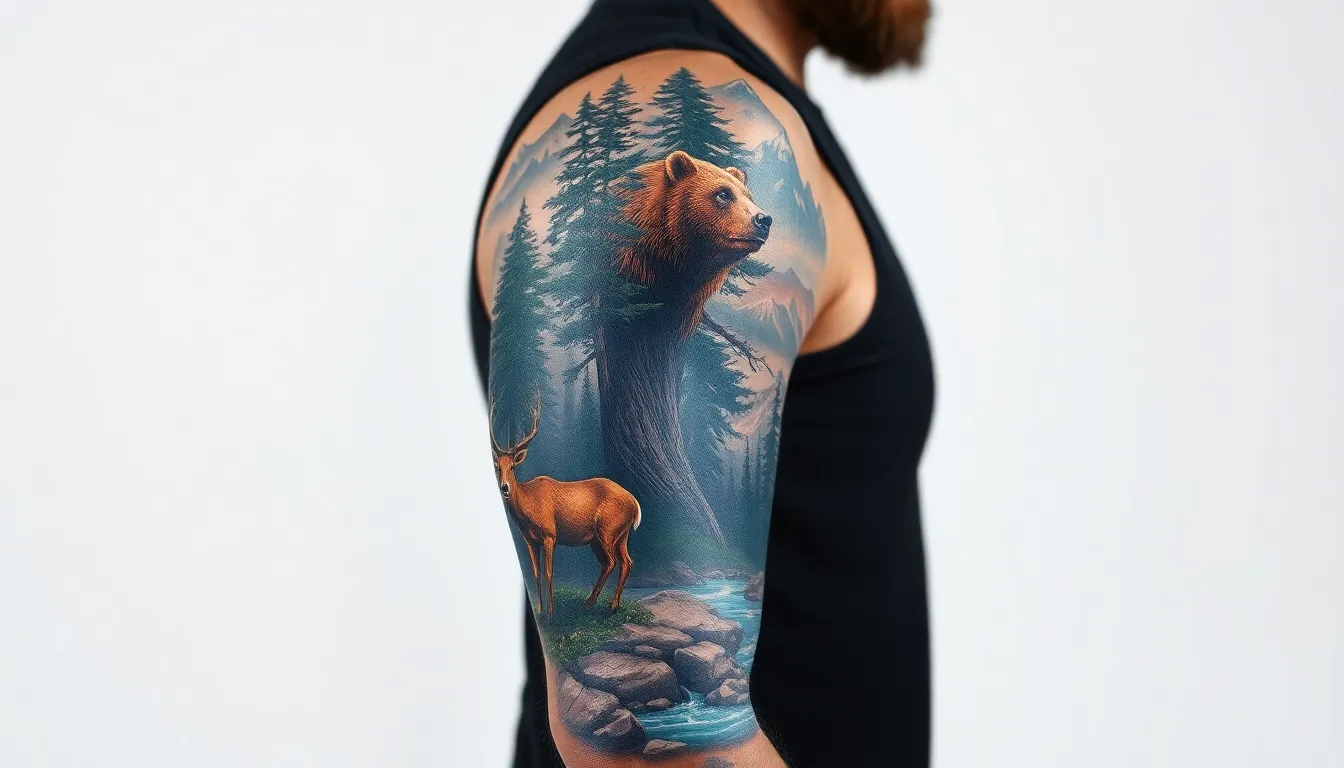 50 Forest Sleeve Tattoo Ideas for Men: Nature-Inspired Designs & Placement Tips 2 50 Forest Sleeve Tattoo Ideas for Men: Nature-Inspired Designs & Placement Tips 1