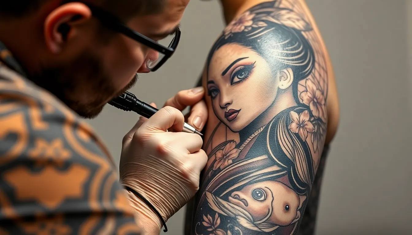 Bold Geisha Tattoo Designs for Men: Traditional Japanese Art Meets Modern Masculinity 2 Bold Geisha Tattoo Designs for Men: Traditional Japanese Art Meets Modern Masculinity 1