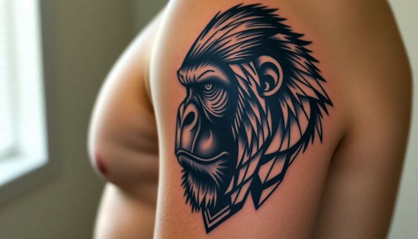 50+ Bold Gorilla Tattoo Ideas for Men: From Realistic to Tribal Designs 2 50+ Bold Gorilla Tattoo Ideas for Men: From Realistic to Tribal Designs 1