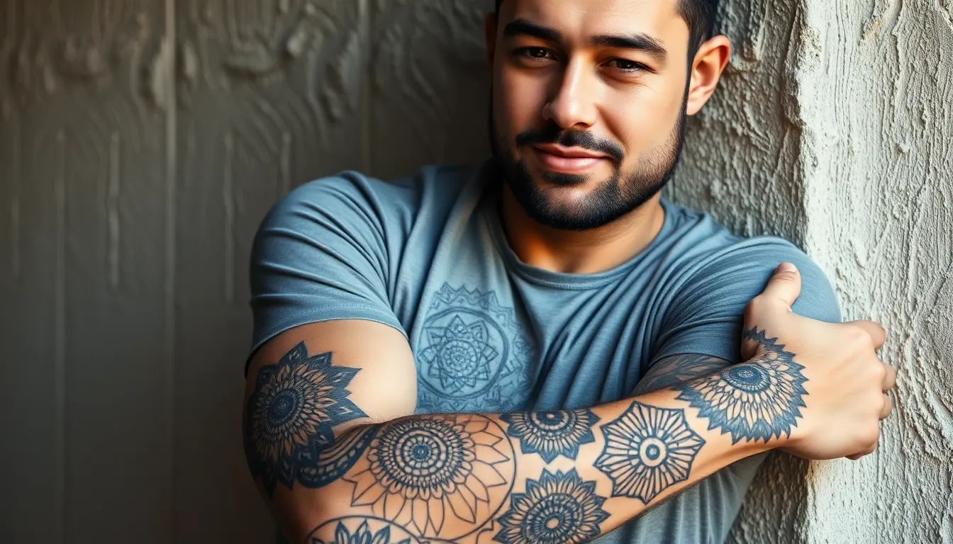 Mandala Tattoo Sleeve for Men: Sacred Geometry Designs & Placement Guide 2 Mandala Tattoo Sleeve for Men: Sacred Geometry Designs & Placement Guide 1