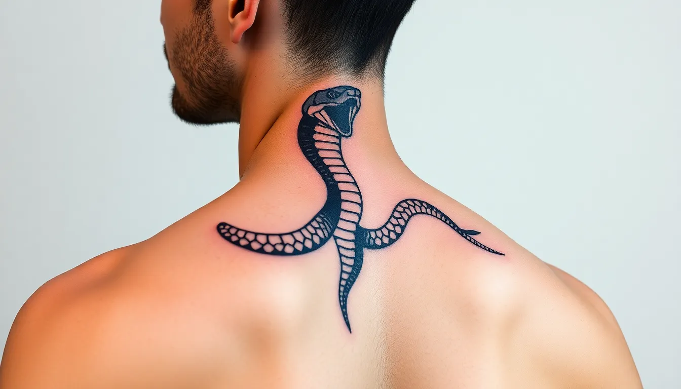 50 Bold Snake Back Tattoo Ideas for Men: Designs, Costs & Pain Guide 2 50 Bold Snake Back Tattoo Ideas for Men: Designs, Costs & Pain Guide 1