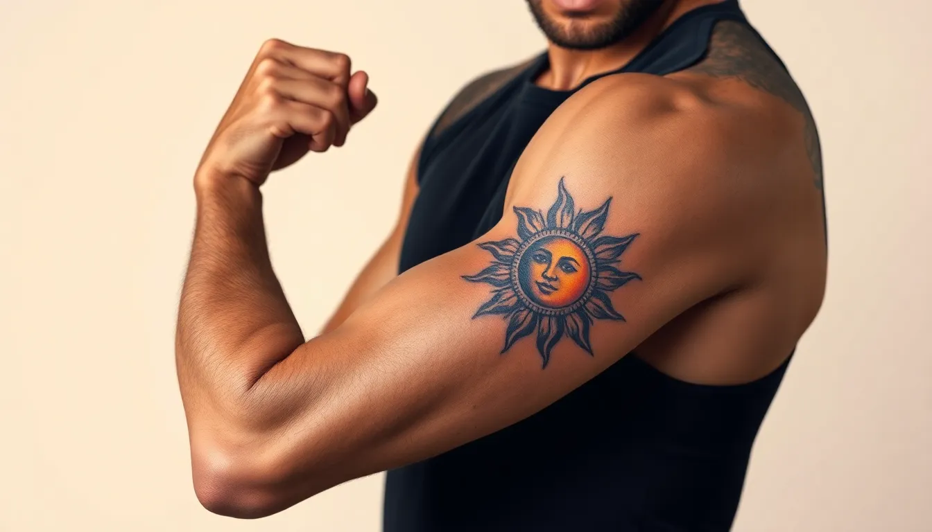 50+ Sun and Moon Tattoo Ideas for Men: Designs, Meanings & Placement Tips 2 50+ Sun and Moon Tattoo Ideas for Men: Designs, Meanings & Placement Tips 1
