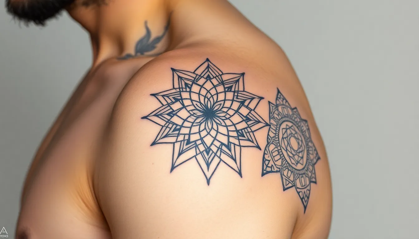 50+ Epic Upper Arm Tattoo Ideas for Men's Half Sleeves (2025 Guide) 2 50+ Epic Upper Arm Tattoo Ideas for Men's Half Sleeves (2025 Guide) 1