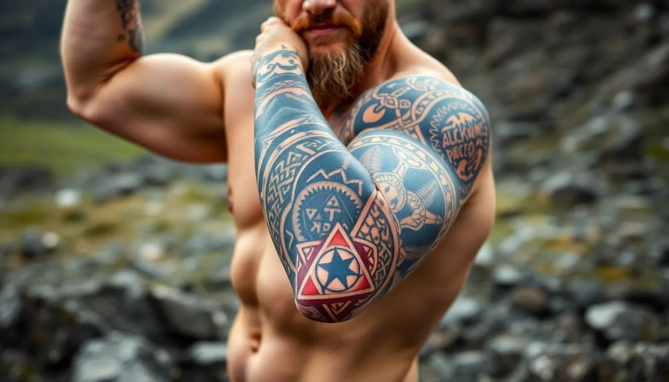 Viking Sleeve Tattoo Ideas for Men: Norse Mythology Designs & Meanings 1