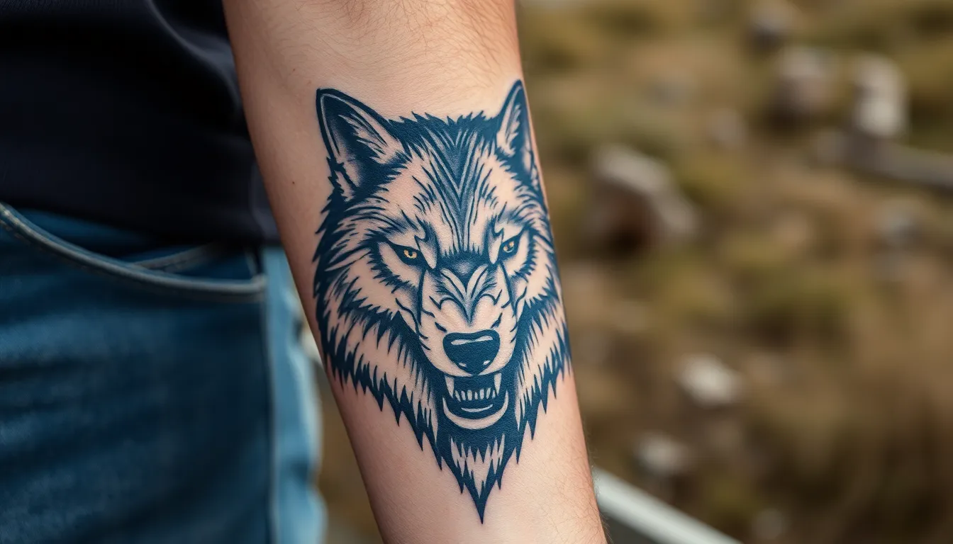 50 Wolf Forearm Tattoo Ideas for Men: Designs, Styles & Meaning Guide 2 50 Wolf Forearm Tattoo Ideas for Men: Designs, Styles & Meaning Guide 1