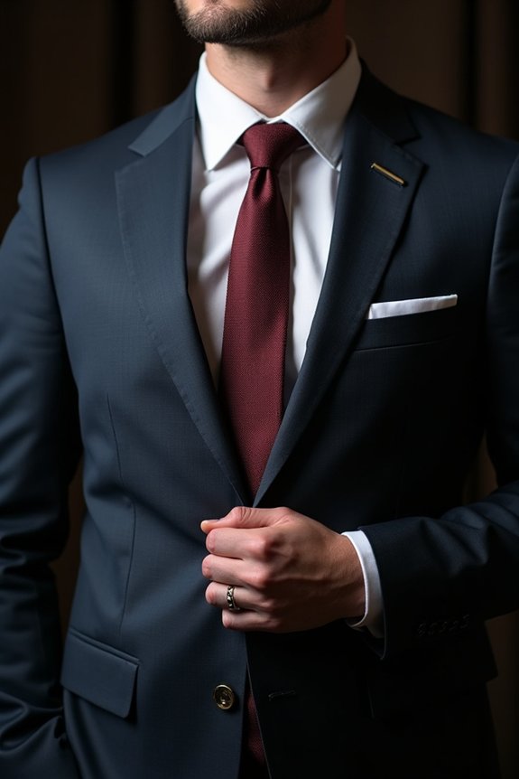 contrast to make tie pop against navy suit