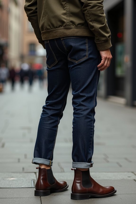 cropped hem rolled cuffs