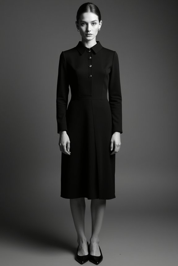 modest knee length dark attire