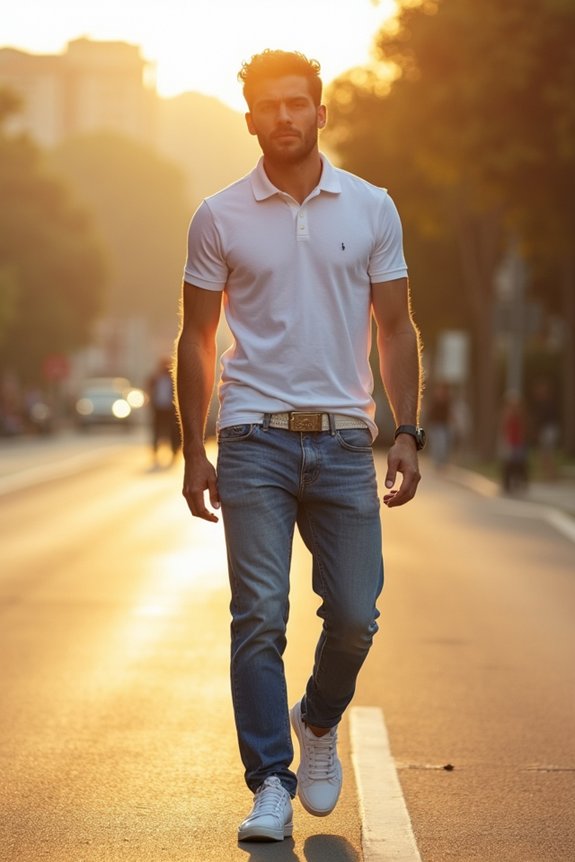 5 Polo Shirt Style Outfits for Every Occasion 2 polo with dark jeans sneakers