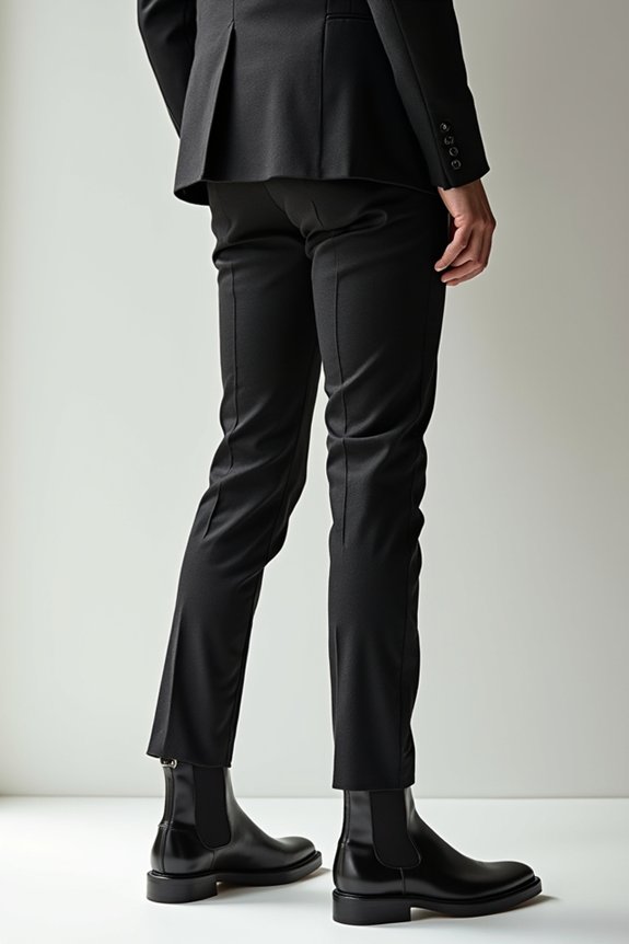 tapered trousers with chelsea boots